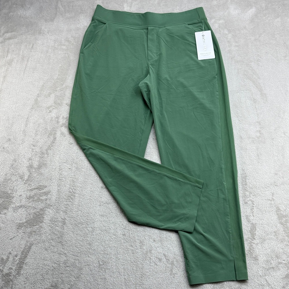 Athleta Brooklyn Ankle Pant Women's 12 Green Ribbed Side Travel Tapered Gorpcore